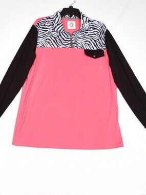 Tees2urdoor.com Women's Zebra Print Pink Blouse's Size Large